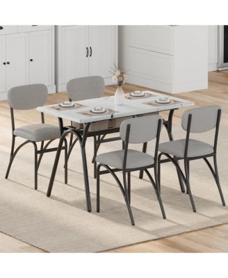 Set of 4 Modern Boucle Upholstered Dining Chairs, Metal Legs Seating for Kitchen Dining Room & Living Room