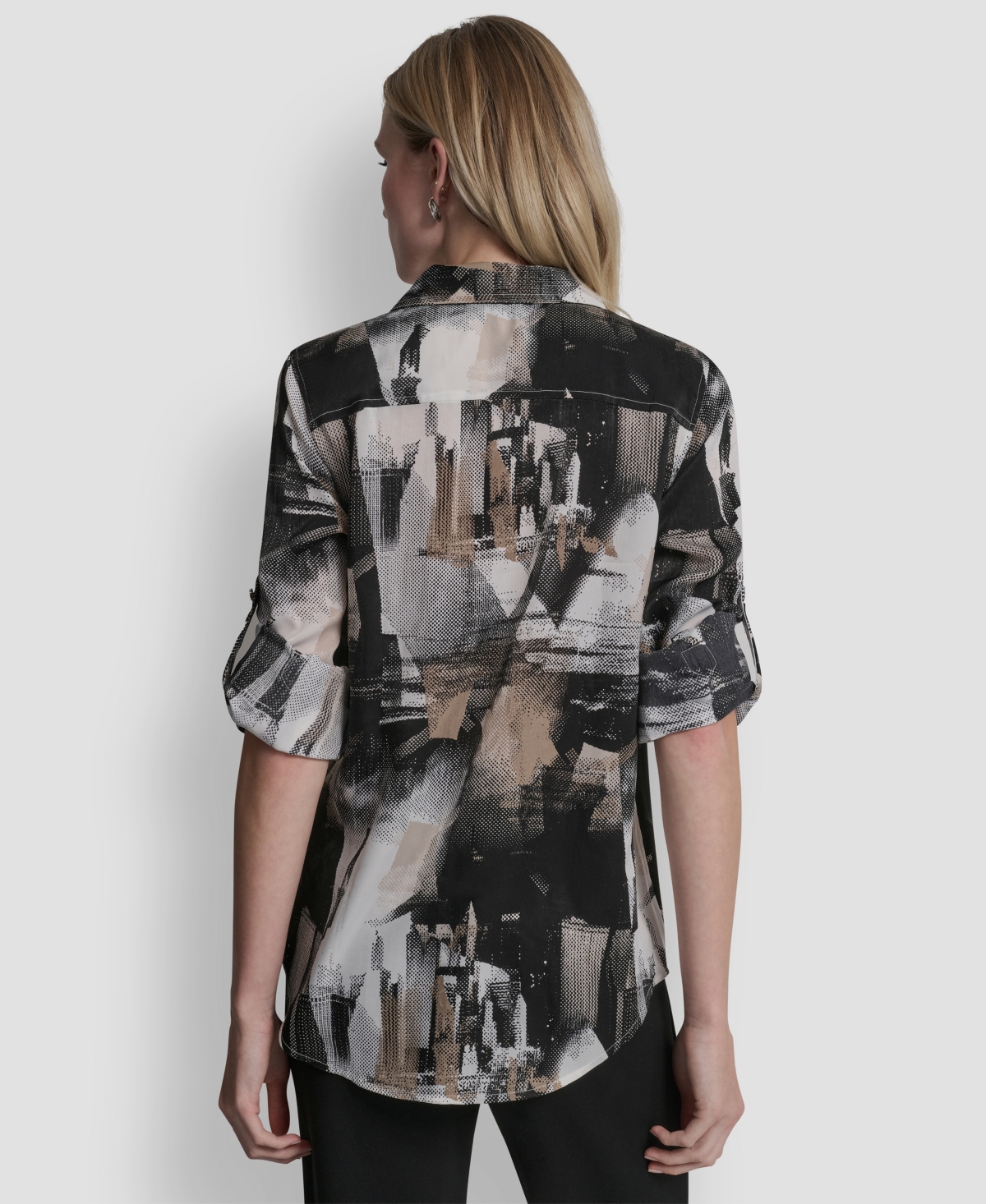 Dkny Women's Printed Roll-Tab Shirt