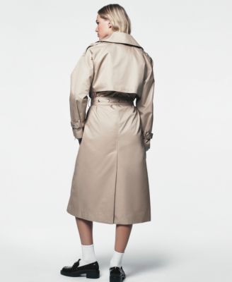 Women’s Long Double-Breasted Belted Trench Coat