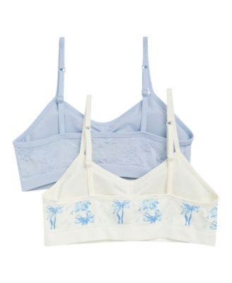 Girls' 6-16 Seamless Ruched Crop Bras, 2-Pack