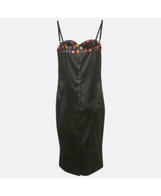 Pre-Owned D&g Womens Black Satin Strappy Sheath Dress