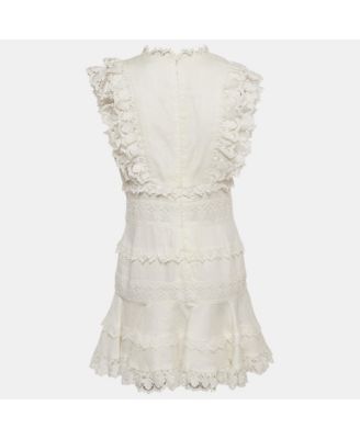 Women's White Linen Wayfarer Flutter Dress