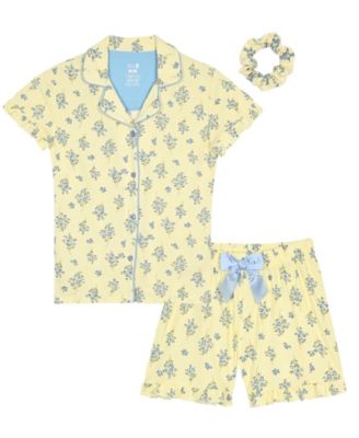 Girls' 6X-14 Floral Print Top, Short Pants & Scrunchie, 3-Piece Set