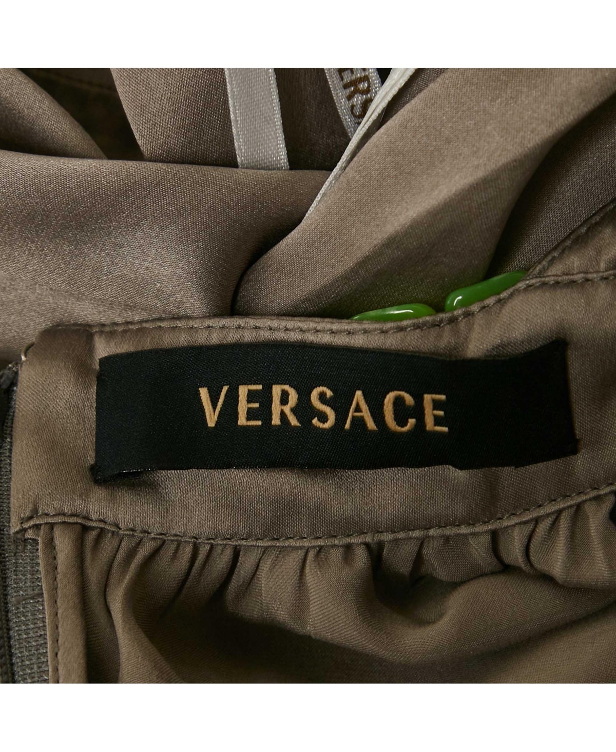 Pre-Owned Versace Women's Grey Silk Belted Halter Neck Mini Dress