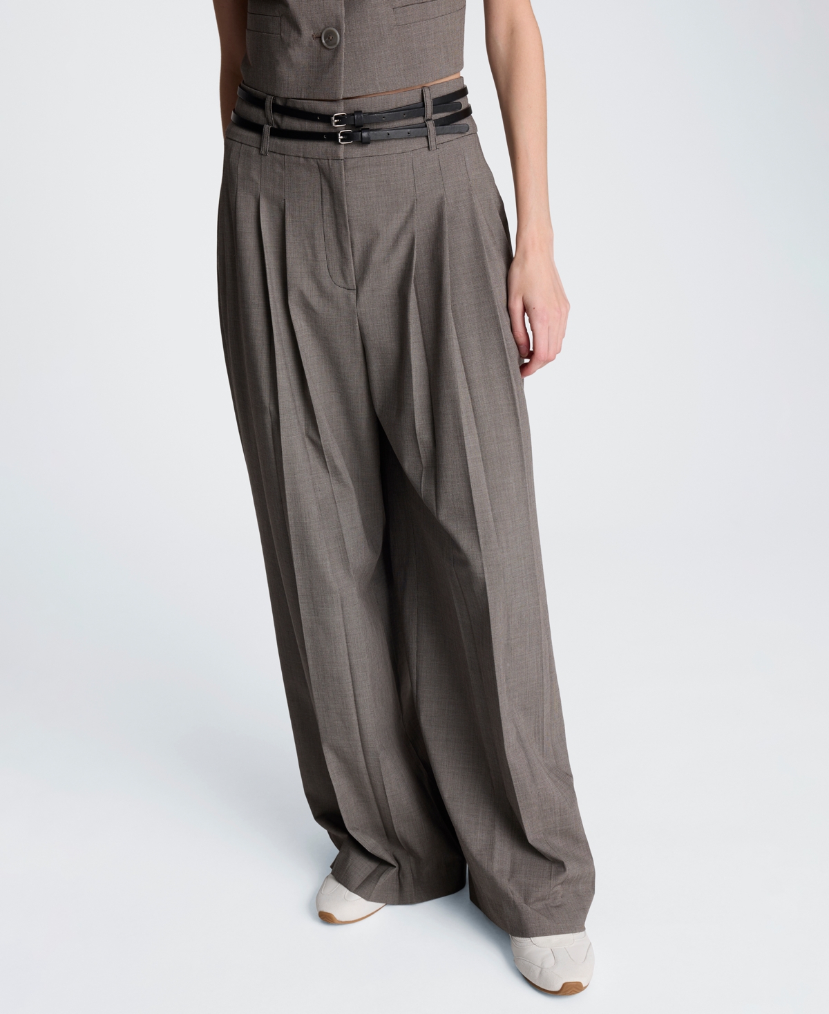 Kenneth Cole Women's Double Belted High-Rise Trousers