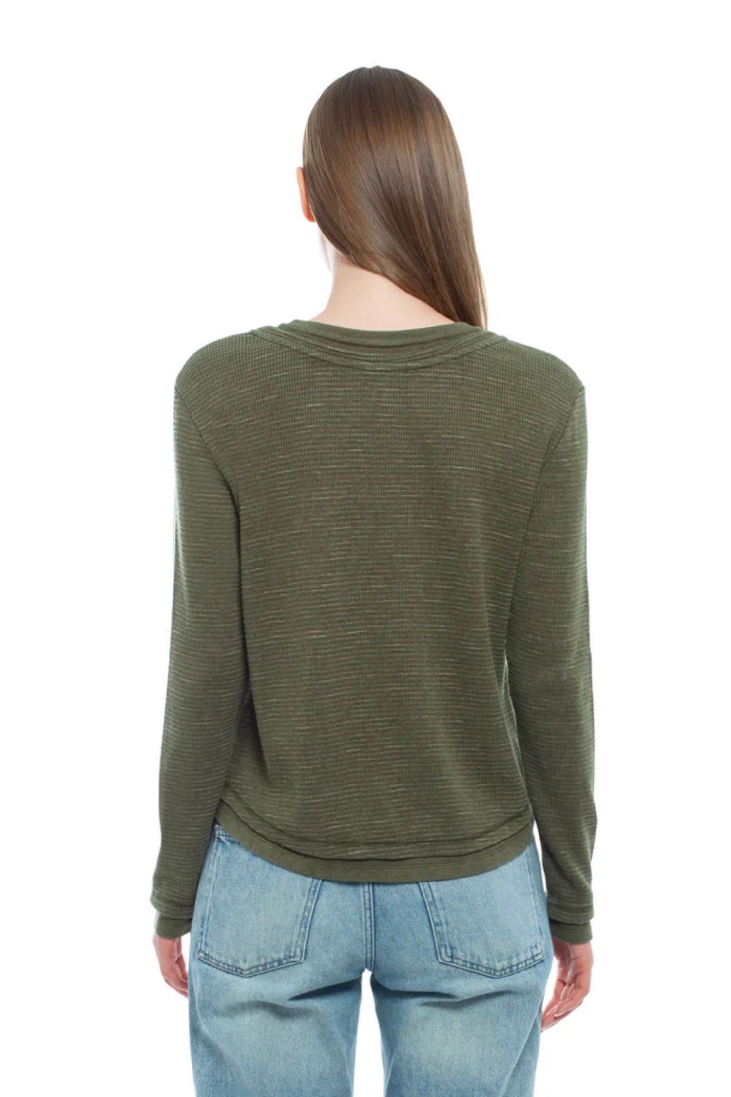 Women's Long Sleeve Henley Mock Tee