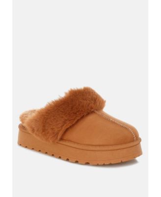 Women's Portho Faux Fur Slip Flat