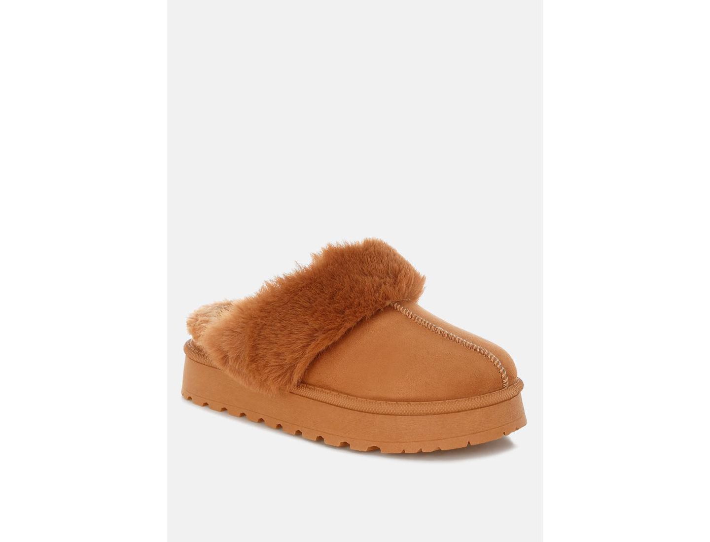 Женские балетки London Rag Portho Faux Fur Slip Flat, цвет: Бежевый / Хаки — фото 1