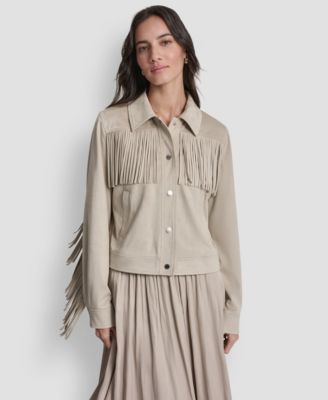 Women's Collared Fringe Suede Jacket