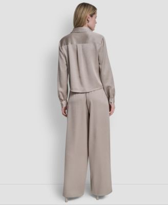 Women's Studded Collar V-Neck Shirt