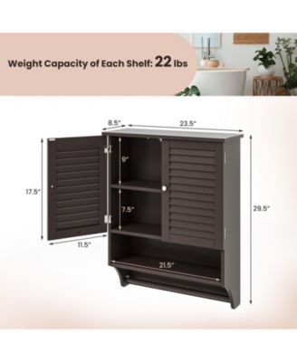 2-Door Wall Mounted Bathroom Medicine Cabinet with Towel Bar
