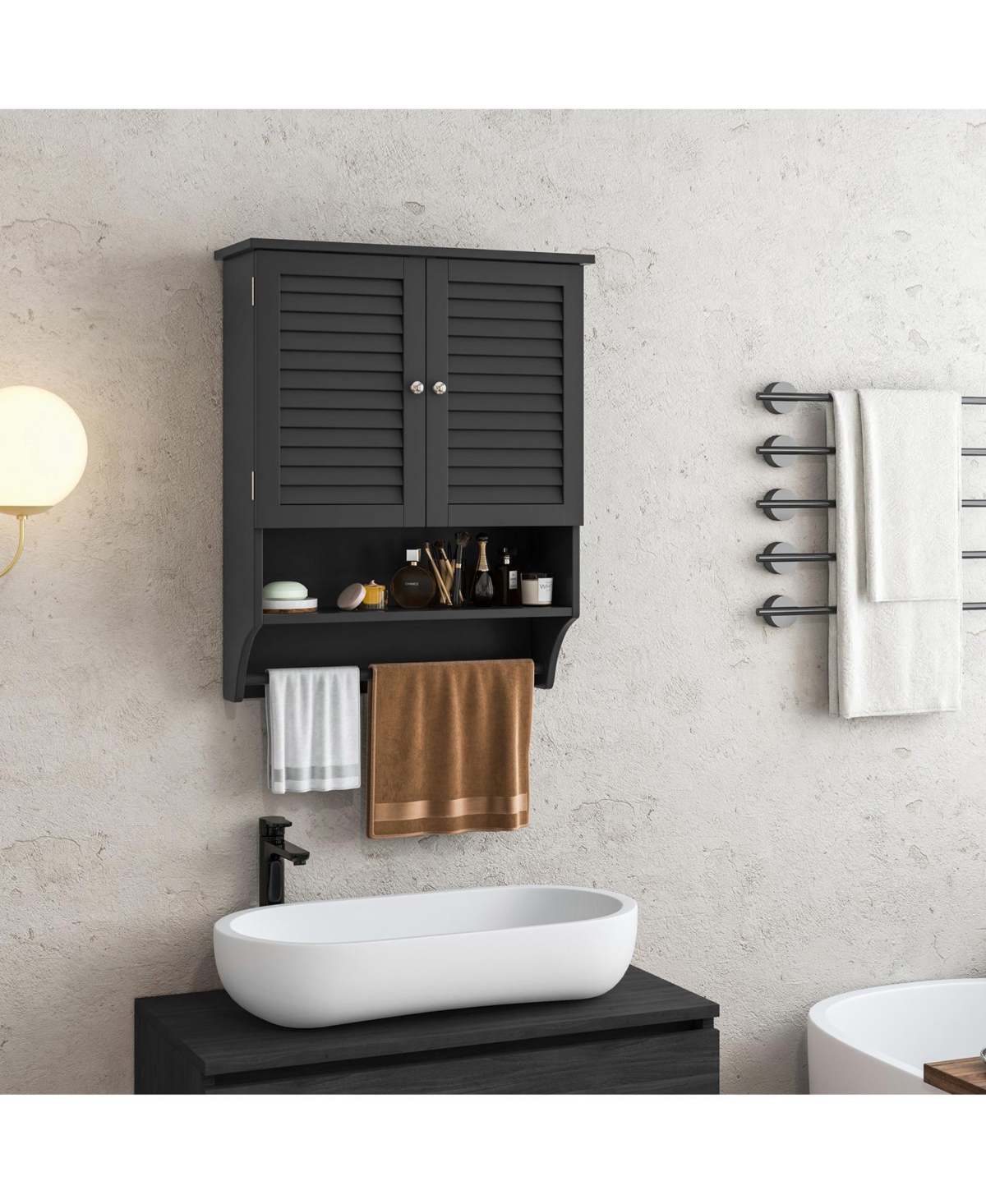 sumyeg 2-Door Wall Mounted Bathroom Medicine Cabinet with Towel Bar