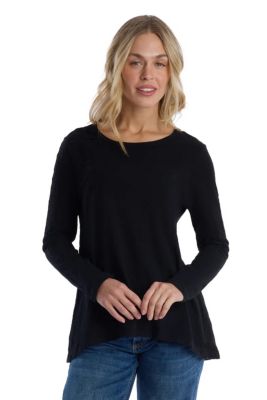 Women's Clothing Wide Neck Long Sleeve Tee