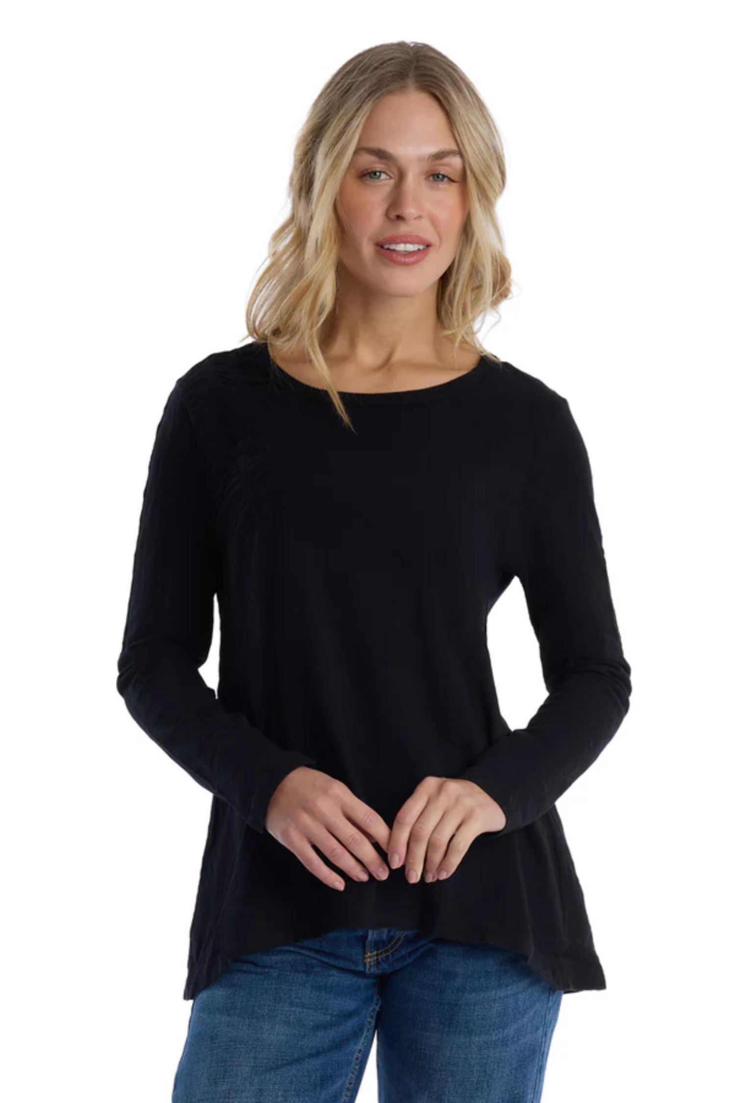 Women's Clothing Wide Neck Long Sleeve Tee