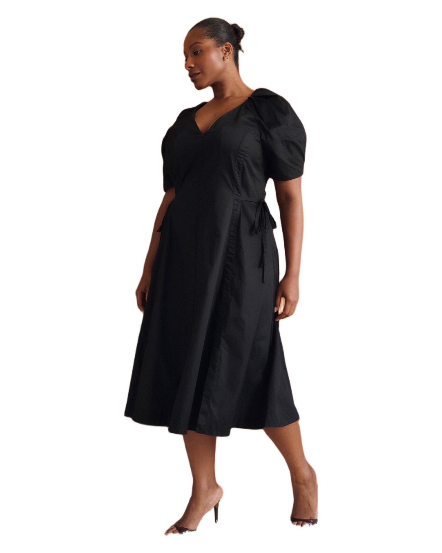 Women's Kyah Cotton V-Neck Tie Raglan Midi Dress