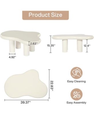46.4" White Cloud Coffee Table, Irregular Center Tea Table