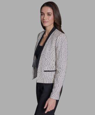 Women's Stand-Up Collar Open-Front Textured Jacket