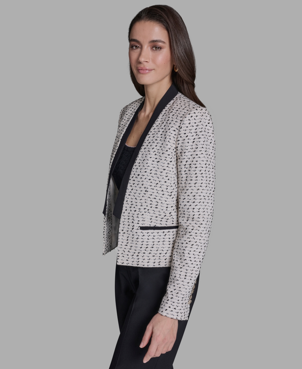 Bcbg Women's Stand-Up Collar Open-Front Textured Jacket