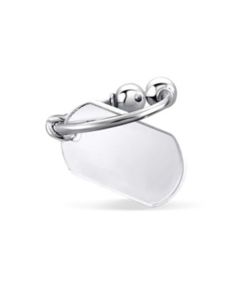 Dog Tag ID Keychain Horseshoe Key Ring Secure Ball-Screw Tip .925 Sterling Silver