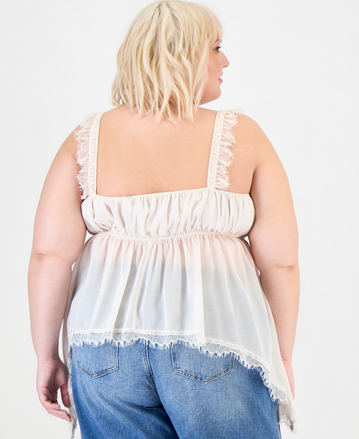 And Now This Trendy Plus Lace-Trim High-Low Top, Macy's Exclusive