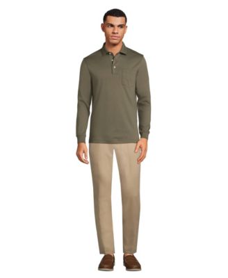 Men's Long Sleeve Cotton Supima Polo Shirt with Pocket
