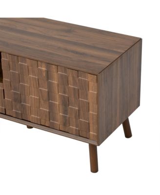  78" Storage Cabinet TV Stand with Solid Wood Legs