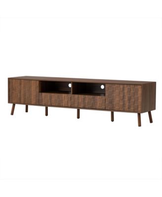  78" Storage Cabinet TV Stand with Solid Wood Legs