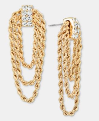 Crystal Multi-Row Chain Wrap Statement Earrings