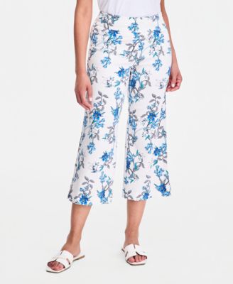 Women's Floral-Print Wide-Leg Capri Pants