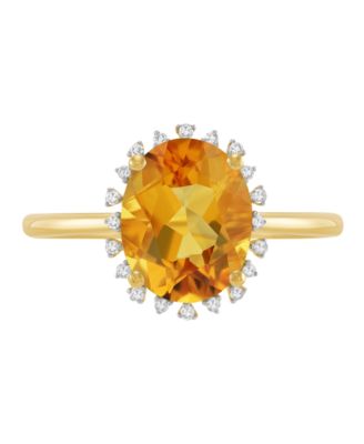 Citrine (2-1/5 ct. t.w.) & Diamond Accent Ring in 10k Yellow Gold (Also Available in Blue Topaz, Amethyst, Peridot, Garnet)