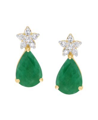 Sapphire (1-3/4 ct. t.w.) & Diamond (1/10 ct. t.w.) Drop Earrings in 10k White Gold (Also Available in Emerald, Ruby)