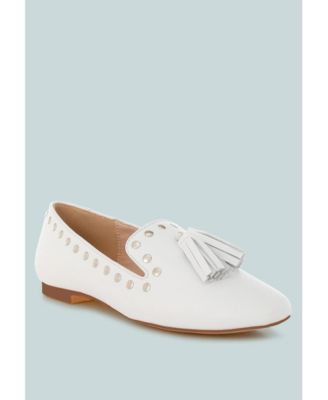 Rag and Co Womens Philoha Studs and Tassels Detail Flat Loafers
