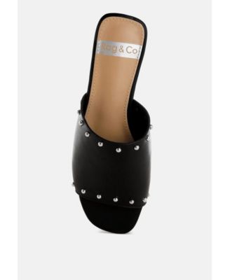 Womens Renaldi Genuine Leather Studded Slip-On Flats