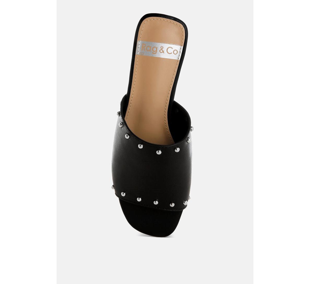 Renaldi Genuine Leather Studded Slip-On Flats