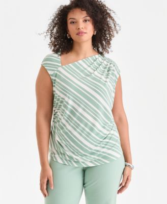 Plus Size Printed Drape Sleeveless Top