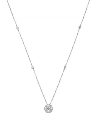 EFFY&reg; Diamond Round Cluster 18" Pendant Necklace (3/4 ct. t.w.) in 14k White Gold