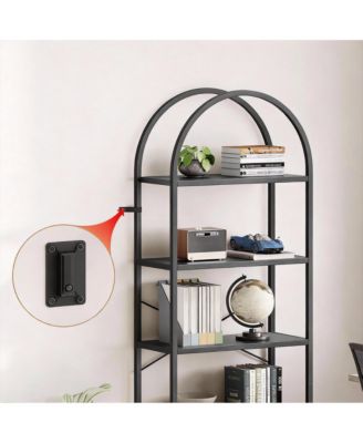 5 Tier Arched Bookshelf - Modern Design, Sturdy Metal Frame, Multi-Functional