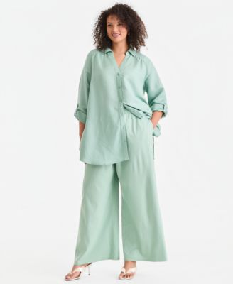 I.N.C. International Concepts Plus Size Linen-Blend Tunic, Exclusively at Macy's