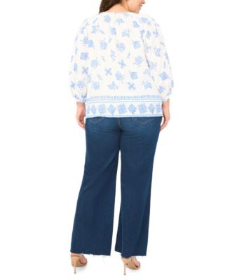 Plus Size Tie Neck Pull-On Top