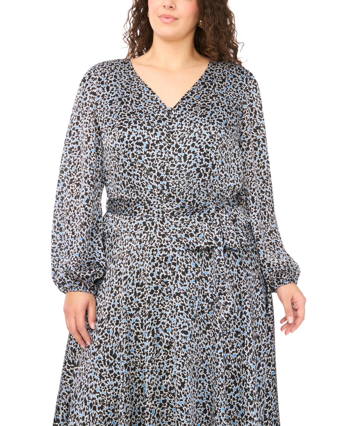 Vince Camuto Plus Flutter Sleeve V-Neck Maxi Dress