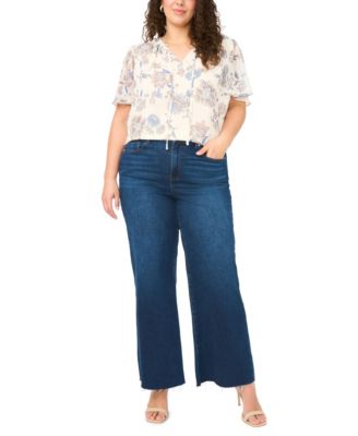 Plus Size V-Neck Princess Sleeve Top