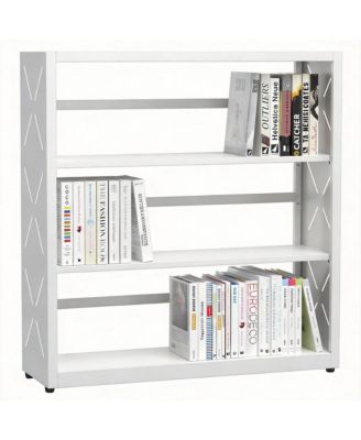 31"W 3-Tier Metal Bookcase with Adjustable Shelves for Home Office