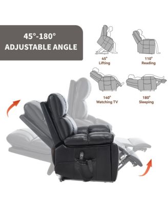 Oversized Dual Motor Power Lift Recliner with Heat & Massage, Hidden Cup Holders, 400 lb Capacity, Faux Leather