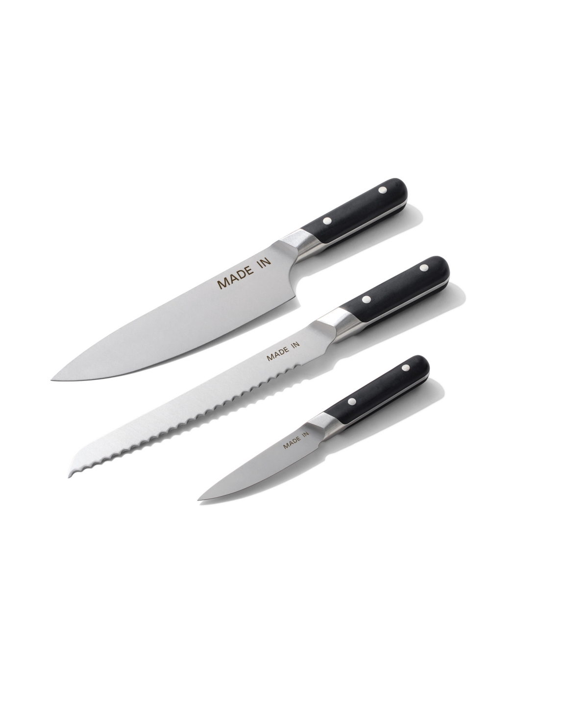 Made In 3-pc. Chef, Paring & Bread Knife Set In Silver