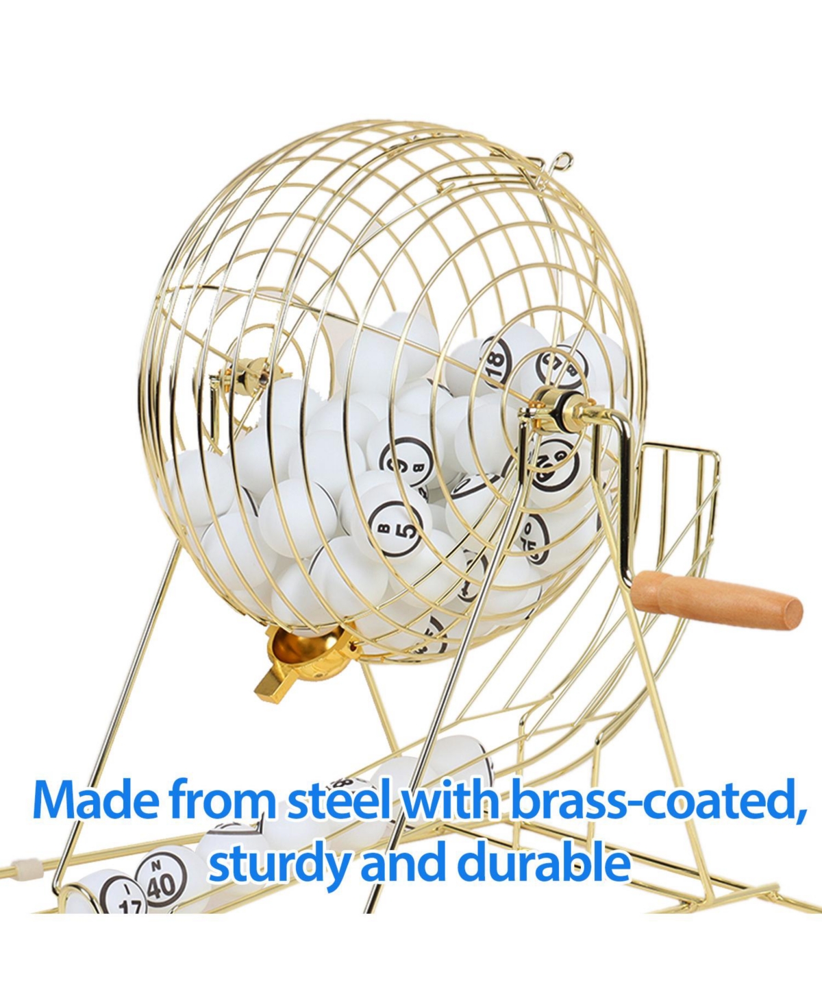 Gse Games & Sports Expert Large Bingo Game Set with 12" Bingo Cage and 1.5" Ping Pong Size Bingo Balls, Plastic Master Board