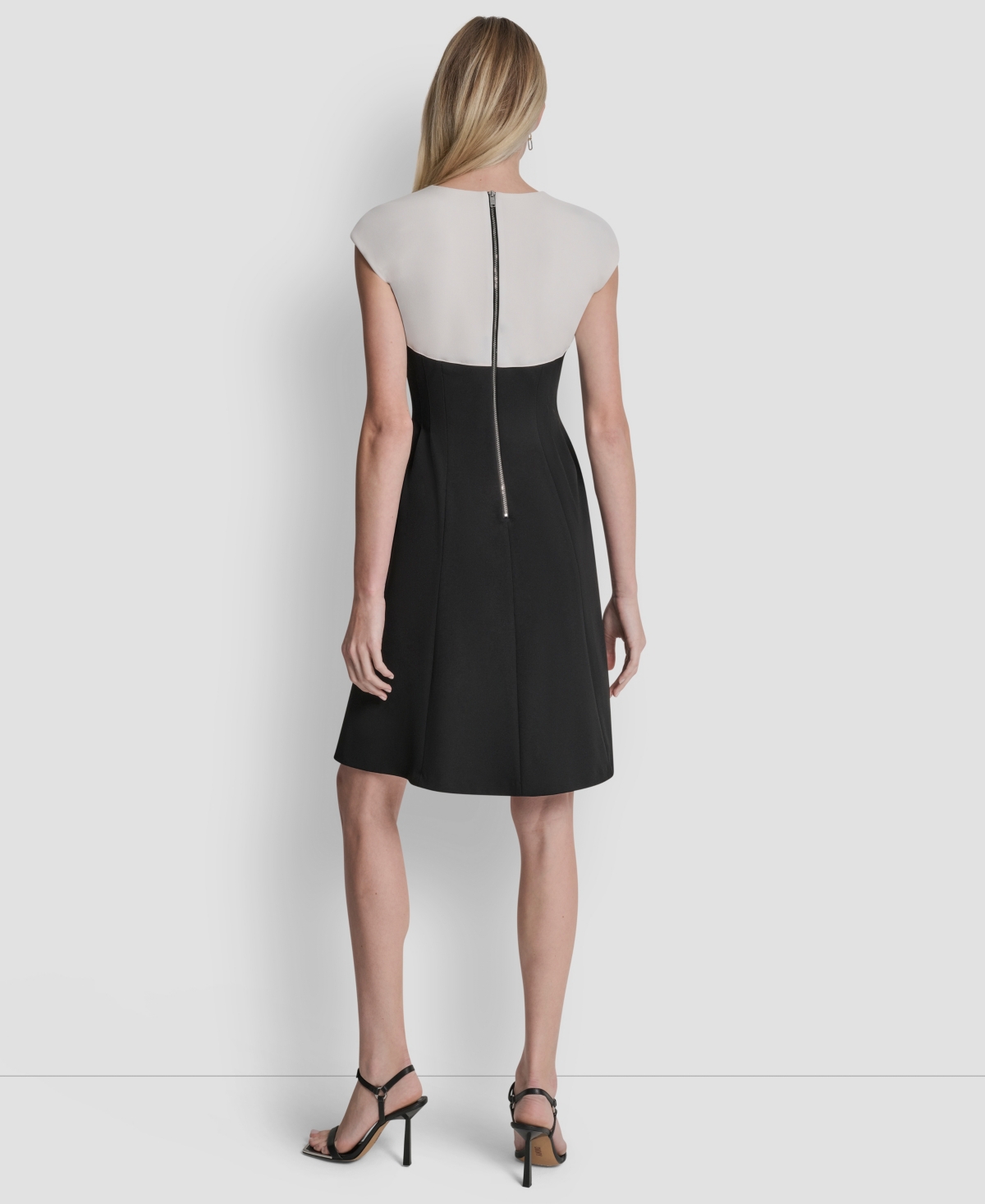 Dkny Petite Colorblock Jewel Neck Dress