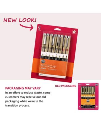 Pigma Micron Blister Card Ink Pen Set, Black, 8 Pack