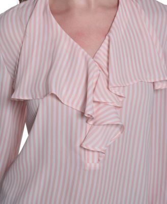 Women's Striped Ruffle Blouse