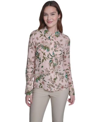 Women's Slim Fit Floral Collared Blouse