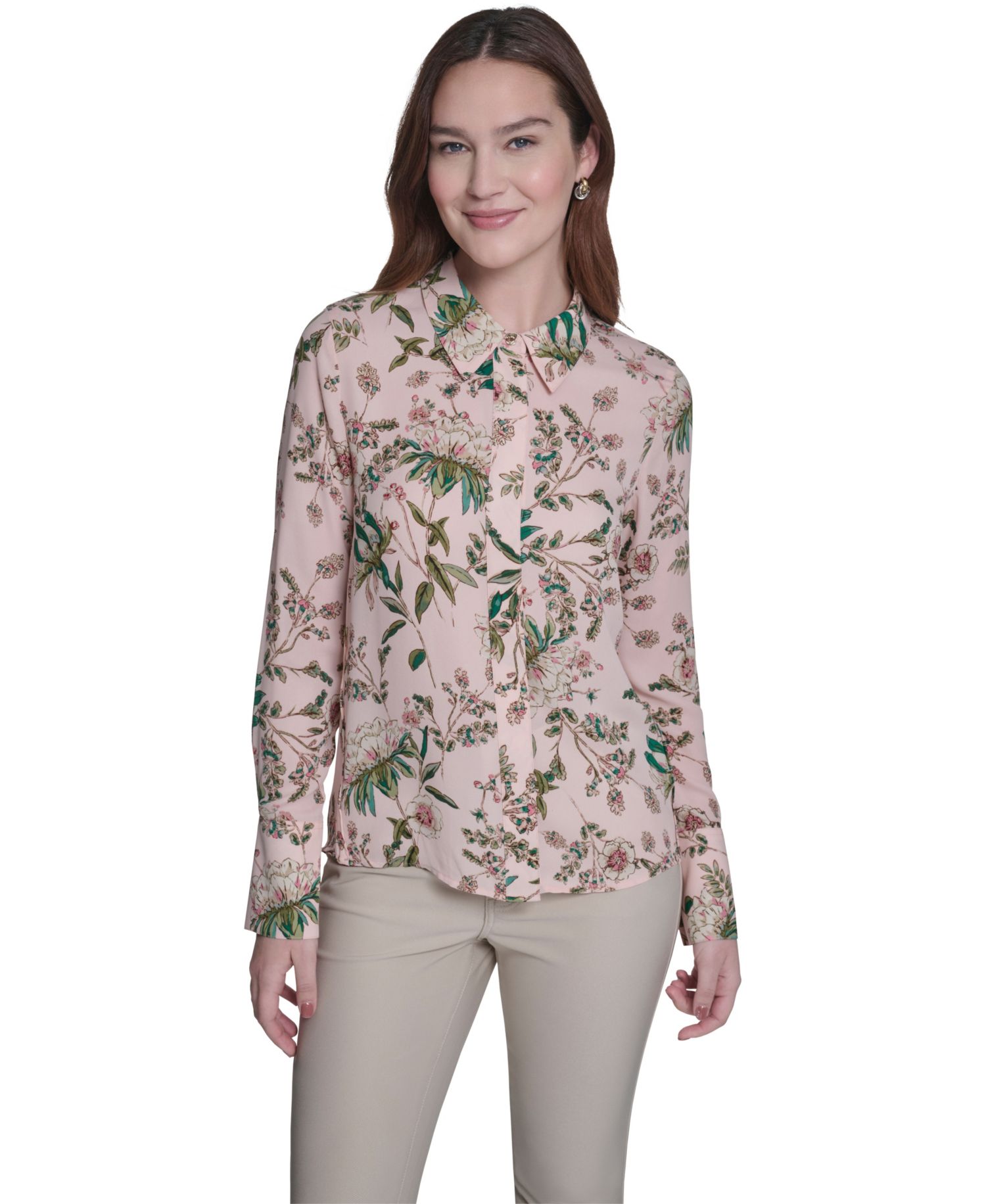 Women's Slim Fit Floral Collared Blouse